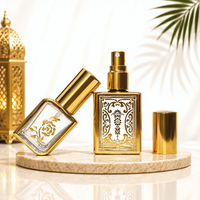 Flacon en verre pour huiles essentielles avec couvercle métallique finition plaqué or, design personnalisable – Emballage vide renforcé pour parfums et aromathérapie