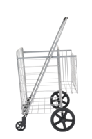 Chariot de magasinage pliable portable sur mesure de 65 kg pour les supermarchés, pour un usage domestique, avec support en plaque de fer au fond