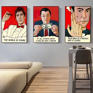 Decoración del hogar de lobo de la pared, carteles de frases motivacionales, impresiones de personajes de películas de gángster, pintura pop art, póster de calle