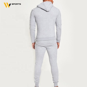 Chándal OEM de talla grande para hombre, chándal gris transpirable de secado rápido a prueba de viento, 100% de algodón, conjunto de Sudadera con capucha ajustada, último diseño para invierno - Product Image 2