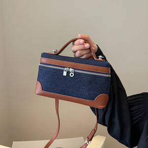 Bolso bandolera cuadrado pequeño de mano con bloque de Color vaquero a la moda para <span class=keywords><strong>mujer</strong></span>, superventas para <span class=keywords><strong>Amazon</strong></span> Trending, poliéster, un solo hombro - Product Image 1