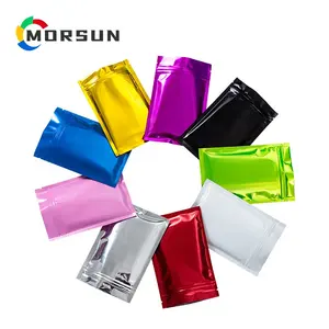 MorSun 100Pcs Hochglanz Aluminium folie Reiß verschluss Selbst dichtende flache Tasche 6x8cm