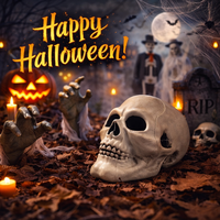 Nouvelles décorations réutilisables en PVC en forme de tête de squelette d'horreur pour Halloween 2026, idéales pour les fêtes, festivals, remises de diplômes et Thanksgiving