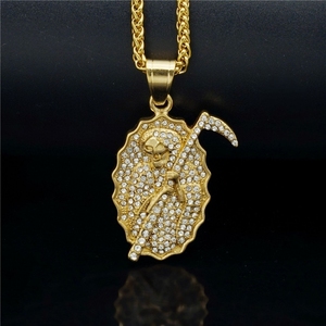 Collares con Colgante de Acero Inoxidable Impermeables y Resistentes al Deslustre con Diseño Hip Hop Vintage de Hielo y Zirconia para Hombre al por Mayor - Product Image 6