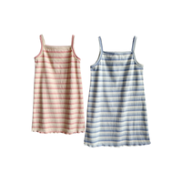 Robe d'été décontractée sans manches à fines bretelles en coton côtelé rayé pour bébés filles