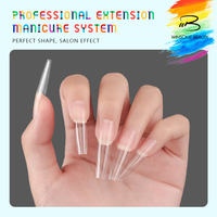 Extensions d'ongles transparentes en acrylique style ballerine, demi-couverture, design professionnel, pose facile avec colle, logo personnalisé
