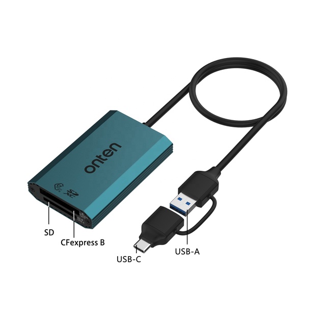 CFexpress Type B & SDXC Card Reader USB 3.2 Gen 2 | 10Gbps Dual Slot Fast Data Transfer | OTN-P2