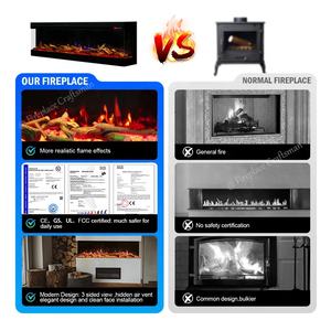 Feu électrique mural de 72 pouces à 3 faces en verre intérieur à Led Cheminée électrique décorative Cheminée à 3 côtés en verre - Product Image 4