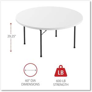 Alera 60\" Diameter <b>White</b> <b>Round</b> Plastic Folding <b>Table</b> for Restaurant Use 29.25h High - Product Image 5