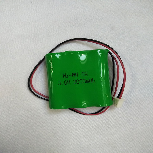3.6V 2000mAh Ni-MH Battery Pack, Rechargeable Nickel Metal Hydride Battery for Security System and Emergency Light