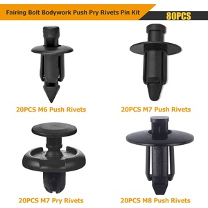80Pcs Carénage Voiture <span class=keywords><strong>Carrosserie</strong></span> Boulon Push Pry Rivets Pin Clip Retenue Attache Nylon - Product Image 2