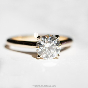 Juego de puntas Super blanco brillante redondo 1ct <span class=keywords><strong>Moissanite</strong></span> 14K gramo oro precio anillo de bodas joyería de mujer - Product Image 2