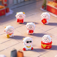 Ornamen Patung Domba Keberuntungan Kartun Imlek Miniatur Lucu dari Resin untuk Dekorasi Rumah, Mobil, dan Meja Kerja, Cocok untuk Hadiah