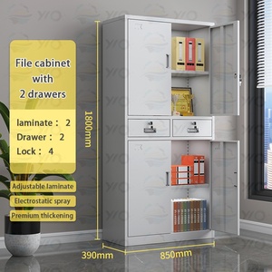 خزانة ملفات فولاذية، خزانة ملفات معدنية بدرجين، خزانة ملفات مكتبية، خزانة تخزين مكتبية، خزانة حديدية مع قفل - Product Image 2