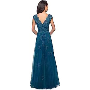 Women's Long Off The Shoulder Lace Applique Chiffon A Line Evening Gown Formal Party Dress - Product Image 2