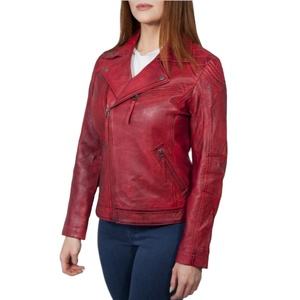 Veste de motard à la mode pour femmes élégant doux véritable peau de mouton vêtements d'extérieur en peau d'agneau à la mode Style de moto - Product Image 1