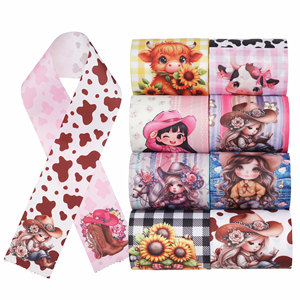 Cinta de grogrén personalizada de 1-1/2 pulgadas de ancho con estampado de dibujos animados para manualidades, bricolaje, empaques de regalos y accesorios para el cabello - Product Image 1