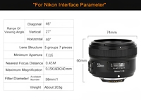YONGNUO YN 50mm F/1.8 AF Lens YN50mm Diyaframlı Otomatik Odaklama Lensleri Nikon D3100 D5000D 5500 D3400 DSLR Fotoğraf Makineleri için