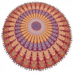 Boho Mandala circulaire Yoga plage couverture jeter 100% coton peluche doux Jacquard velours piscine pique-nique serviette ronde - Product Image 1