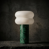 Lampe de table LED rechargeable sans fil en marbre avec abat-jour en verre, contrôle tactile à gradation progressive 3000K, pour décoration de dîner d'hôtel moderne