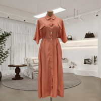 Robe chemise maxi rayée verticale de luxe, boutonnée avec ceinture, élégante tenue de fête traditionnelle africaine