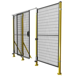 PVC coated warehouse separation fence isolated mesh fence with sliding doors robot fence