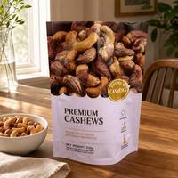 Sachet d'emballage à quatre soudures latérales, pochette alimentaire autoportante en aluminium pour noix et amandes, sachet de collation avec logo personnalisé imprimé, sac en plastique