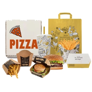 Set Personalizzati di Scatole Bianche per Snack, Patatine Fritte, Ali di Pollo da Asporto, Confezioni per Fast Food all'Ingrosso, Scatole in Carta Kraft per <span class=keywords><strong>Pizza</strong></span> <span class=keywords><strong>e</strong></span> Hamburger - Product Image 2