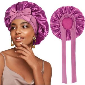 Bonnet en satin de soie de haute qualité, le plus vendu, avec long lien élastique, grande taille, pour le soin des cheveux, bonnet de nuit, usage quotidien, toutes saisons - Product Image 1