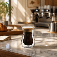 Tasses en verre borosilicate à double paroi avec poignée, isolées, résistantes à la chaleur et anti-brûlure, pour café et lait, 80/150/250/350/450 ml