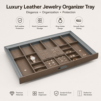 Boîte à bijoux de luxe en cuir avec tiroir coulissant pour montres, bagues et colliers, organisateur anti-rayures