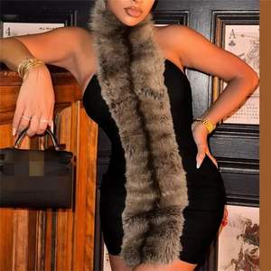 Vestido casual de moda boutique popular, tejido de felpa sólida, sin mangas, mini, sexy, sin espalda, ajustado al cuerpo. - Product Image 2