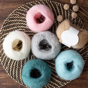 Sợi Craftsman 7S/2 30% Mohair 30% Nylon 40% Acrylic Mohair Fine Wool Handmade Handmade Crochet Sợi 25 Gam Bóng