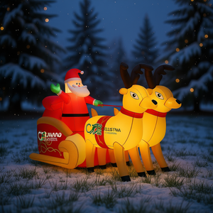 Décoration de Noël gonflable Père Noël et rennes Cfustma, 51,2 pouces, pour extérieur, jardin, avec éclairage LED - Product Image 2