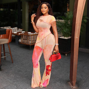 2026 Yeni Kişiselleştirilmiş Kısa Kollu Dar Kesim Sokak Modası Asimetrik Uzun İki Parçalı Takım Yazlık 2 Parçalı Kadın Takımı logo - Product Image 3