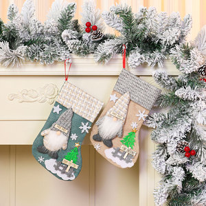 New <b>large</b> Christmas stockings, 3D Christmas linen stockings with a faceless old man <b>doll</b>, candy bag/gift bag - Product Image 4