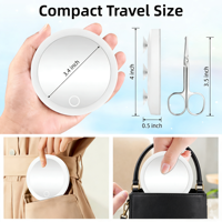 Miroir de maquillage LED grossissant personnalisé avec éclairage, support arrière à ventouse puissante pour salle de bain