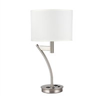 Lampe de bureau en nickel brossé en gros, lampe de table LED pour hôtel, double, double, hôtel La Quinta Inn, avec USB et prise secteur