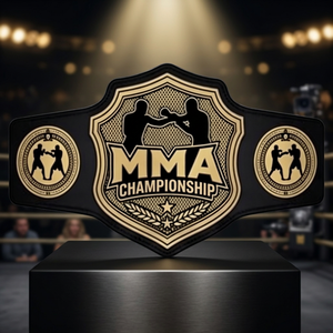 Ceinture de championnat de lutte Gold Heavyweight, ceinture de titre sportif avec plaques métalliques, sangle en cuir réglable, récompense pour compétition athlétique - Product Image 1