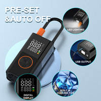 80W Portable Mini Electric Bicycle Air Pump LED Display Digital Tire Inflator Outdoor Emergency Light SUV Car Tyres ABS Material