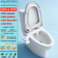 Accessoire de bidet intelligent non électrique, ultra fin, pour toilettes, avec buse rétractable, pression d'eau réglable, installation facile