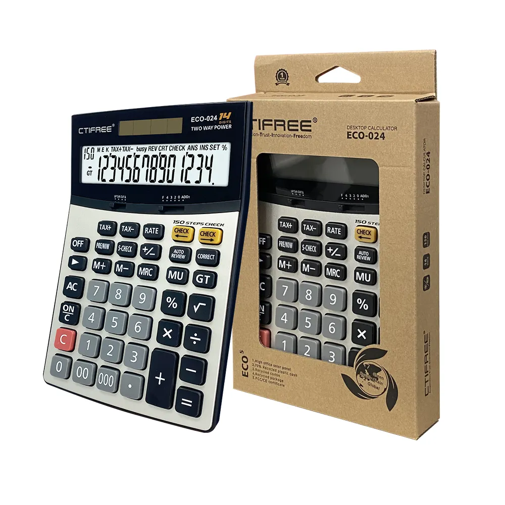 Commerciële Desktop Calculator Met Standaard, Rekenkundige Logica, Batterij En Zonne-Energie Hybride Aangedreven Lcd-Scherm, Geweldig Voor Thuis