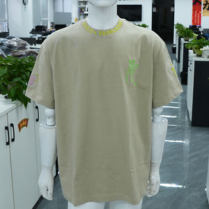 Camiseta de chenilla personalizada con logo, 100% algodón de alta calidad, estilo streetwear, oversize, con bordado 3D personalizado para hombre - Product Image 1