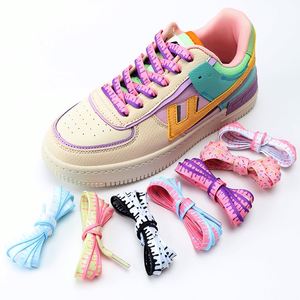 Cordones planos AF1 con estampado colorido de helado y degradado para zapatillas, cordones clásicos con estampado de pato mandarín en lona - Product Image 2