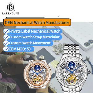 Мужские наручные часы Raksa <span class=keywords><strong>Duke</strong></span> 6100: Новинка, модные, из нержавеющей стали, с турбийоном, фазами Луны, водонепроницаемые, автоматические - Product Image 1