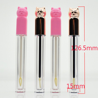 Benutzer definiertes Logo Einzigartige Mini Lip gloss Tubes Behälter Transparente Lippen Flüssige Flasche Cat Cover 3ml