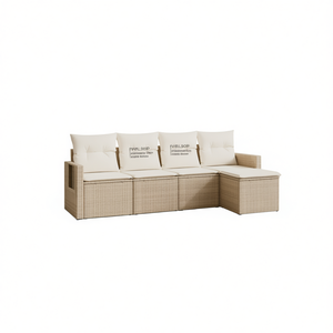 Ensemble de canapés de jardin en rotin beige Pvnl Sop 4 places, mobilier d'extérieur résistant aux intempéries, design contemporain - Product Image 1