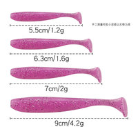 20 couleurs, 55mm, 63mm, 70mm, 90mm, vente en gros, emballage en vrac, leurres souples en plastique à queue de pagaie pour la pêche au bar, au crappie et au shad