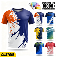 Kaos Pria Lengan Pendek 100% Poliester Custom OEM ODM Rajutan dengan Teknik Brush Stroke dan Digital Printing 3D untuk Streetwear