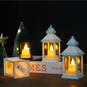 Großhandel rustikale graue Kunststoff LED Kerzenhalter mit LED-Laterne New Memorial Glas für Home Christmas Decorations - Product Image 5